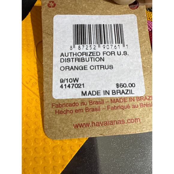 Havaianas You Malta Mix Flip Flop Sandals Orange Citrus Women's 9/10 NEW - Picture 4 of 5